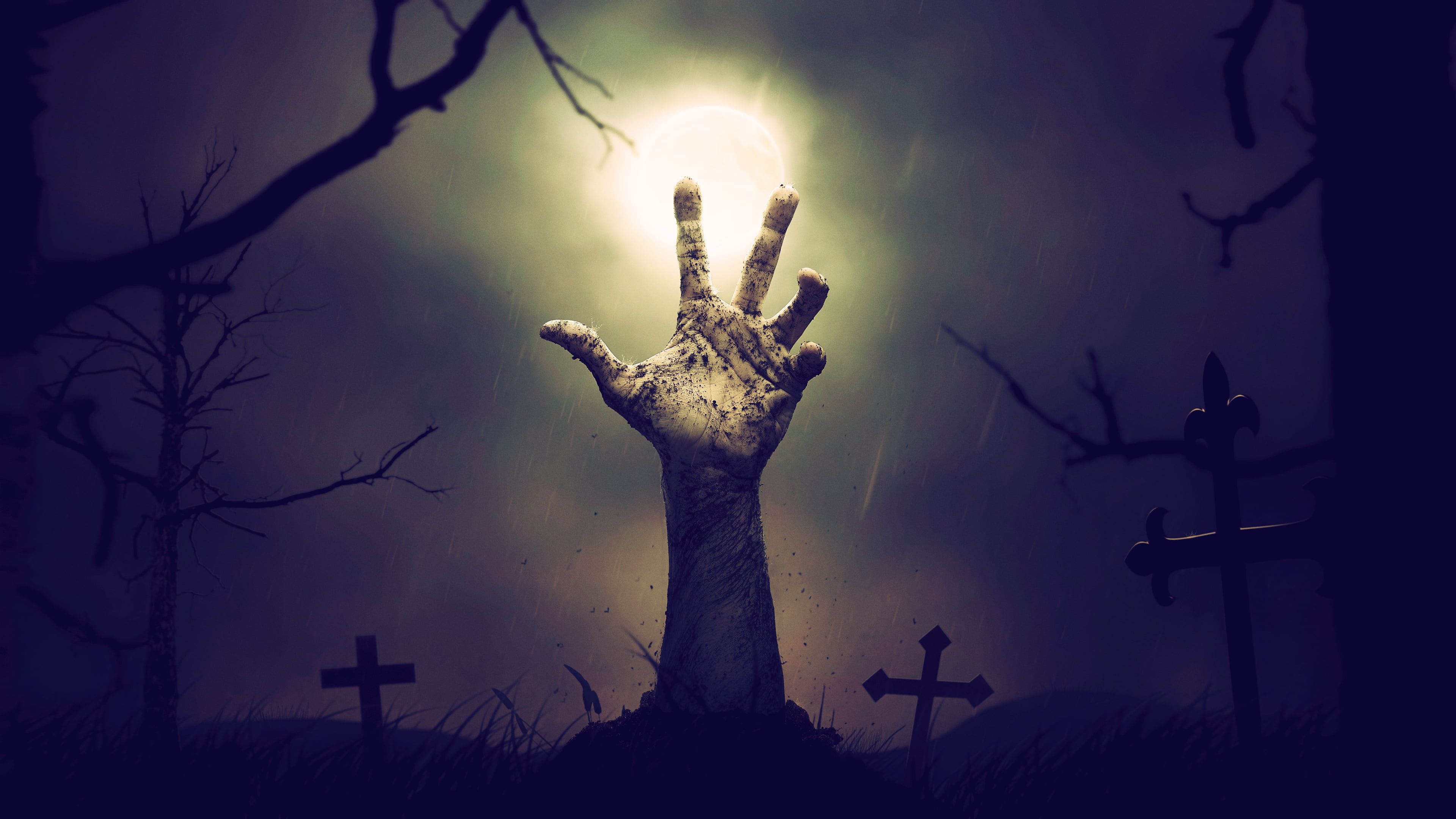 A picture of several zombie arms reaching out from the right side of the image.